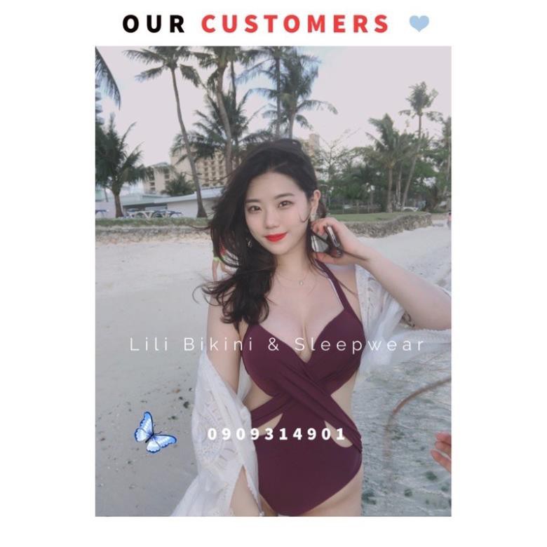 Có sẵn - Bikini bán chạy tại Hàn quốc màu tím sẫm, đen tôn dáng sexy, màu tôn da một mảnh đồ bơi  ྇