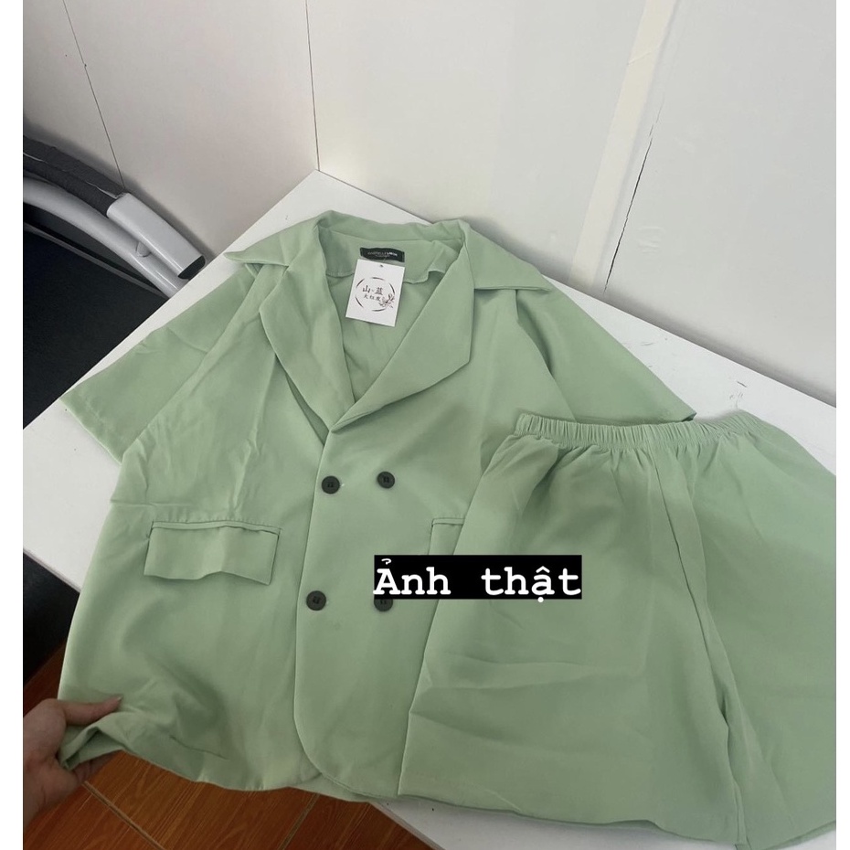 Set áo vest nhiều màu form rộng kèm quần short đùi phong cách công sở Hàn Quốc trẻ trung lịch sự | WebRaoVat - webraovat.net.vn