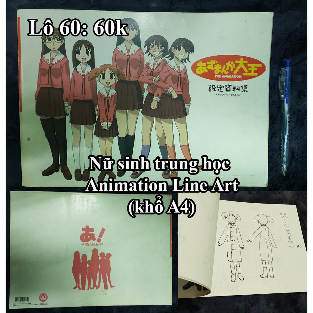 Nữ Sinh Trung Học Animation Line Art (khổ A4) bản gốc Nhật