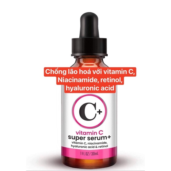 Serum Truskin C SUPER SERUM ,Anti Aging Anti-Wrinkle Facial Serum with Niacinamide, Retinol, Hyaluronic Acid,