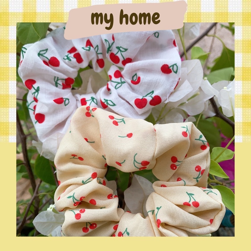 Dây cột tóc Scrunchies quả cherry dễ thương cao cấp