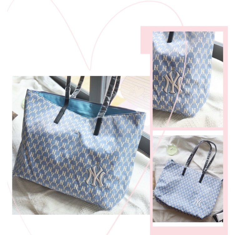 TNS-Túi tote chất liệu vải siêu hottrend vừa laptop M•L•Bee tote bag-xanh chữ trắng thanh lịch