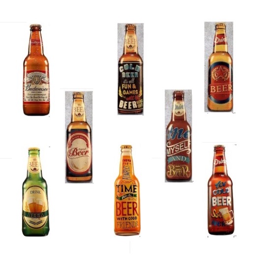 Chai bia sắt treo tường, mô hình trang trí beer club, quán nhậu, quán bar độc đáo