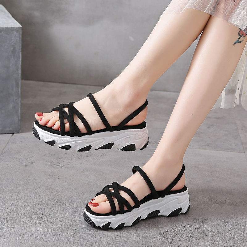 XẢ KHO (S79) Sandal nữ đế bánh mì 5 phân da lộn dây dợ (mã 2006)