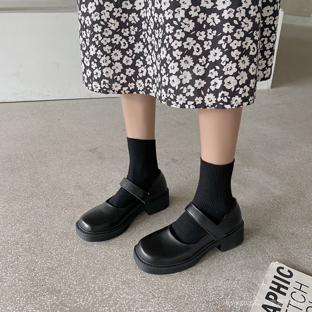 Giày sandal Mary Jane mũi vuông đế dày thời trang mùa hè 2021