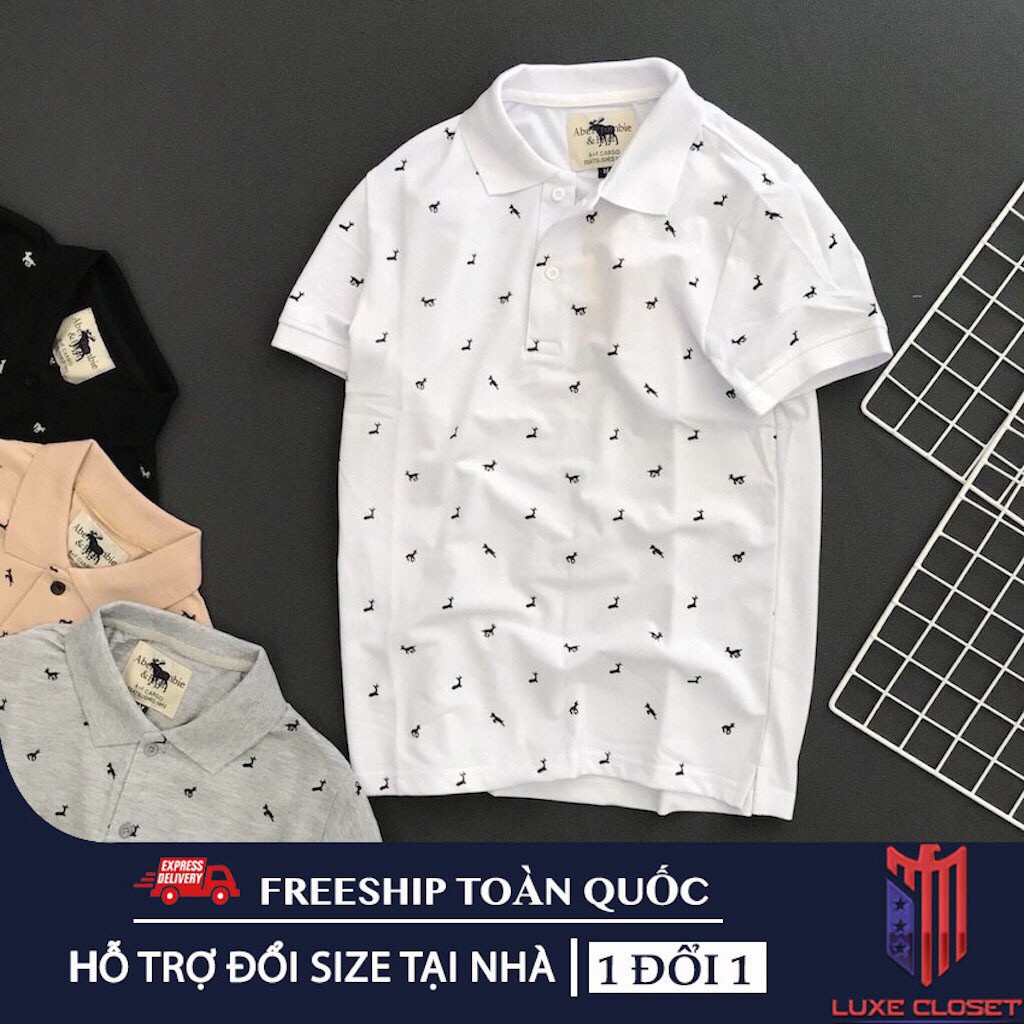 Áo thun nam cổ bẻ họa tiết hươu hàng xuất khẩu cao cấp AXK031[CHÍNH HÃNG] GIÁ KHUYẾN MÃI CÓ MỘT KHÔNG HAI