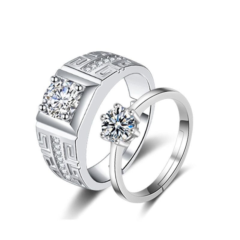 Nhẫn Nam Mạ Bạc Đính Đá Zircon Phong Cách Âu Mỹ