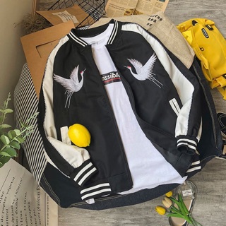 BOOMBER JACKET SUKAJAN ( chim trắng)