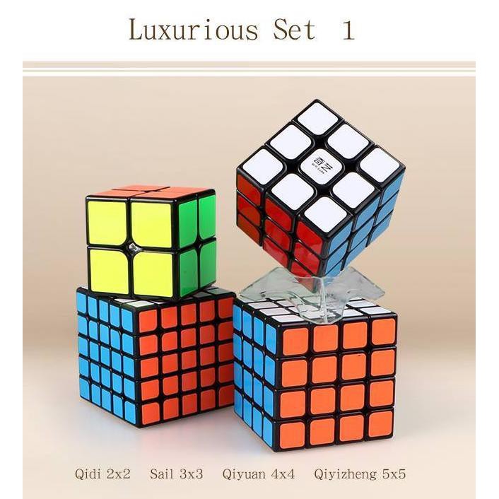 Combo 4 Rubik 2x2 3x3 4x4 5x5 QiYi 2-5 Gift Box Set 1 / Set 2