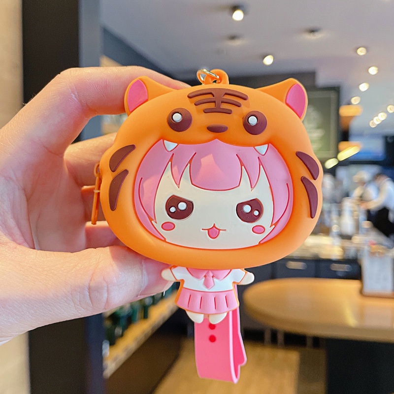 Hoạt Hình Túi Đựng Tiền Xu / Tai Nghe Bằng Silicon Hình Cô Gái Xinh Đẹp