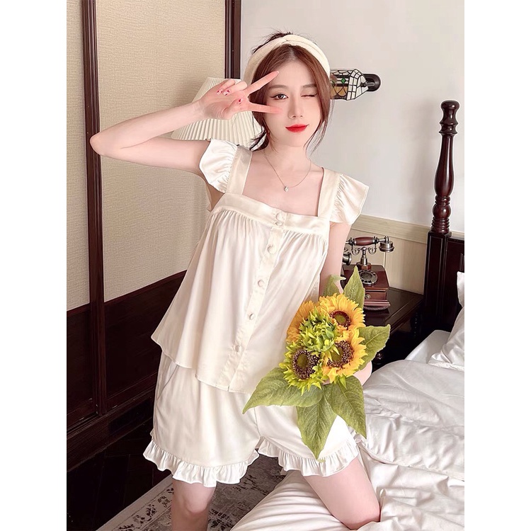 Bộ ngủ lụa cộc tay , bộ ngủ dễ thương cao cấp ⚡️ FREE SHIP⚡️ C01