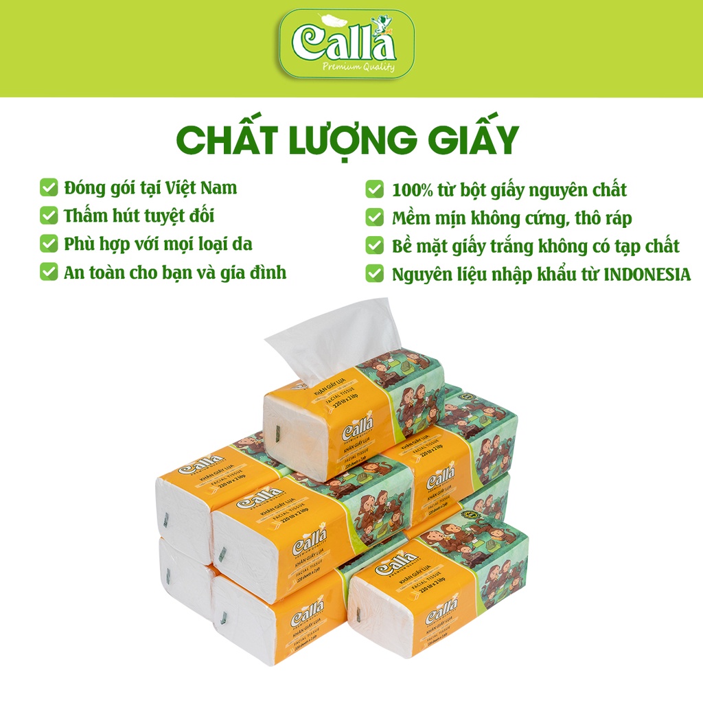 Combo 10 gói giấy rút Calla Monkey Family 220 tờ khổ 20cm, mềm mịn, nguyên liệu Indonesia