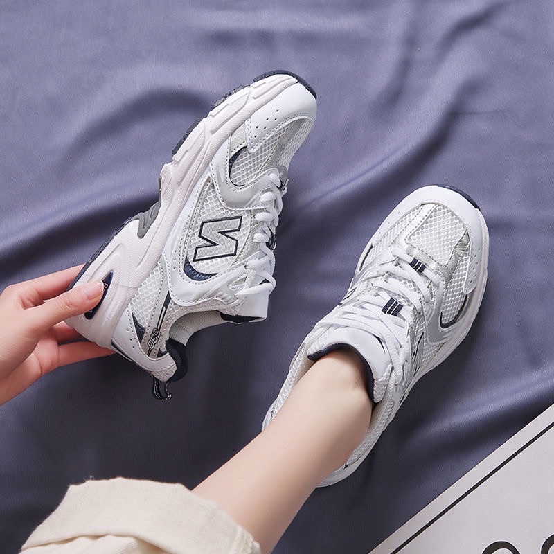 Giầy thể thao 530 chữ N nam nữ màu xanh và trắng vải lưới thoáng mát đế độn kiểu Hàn Quốc Ulzzangshop520