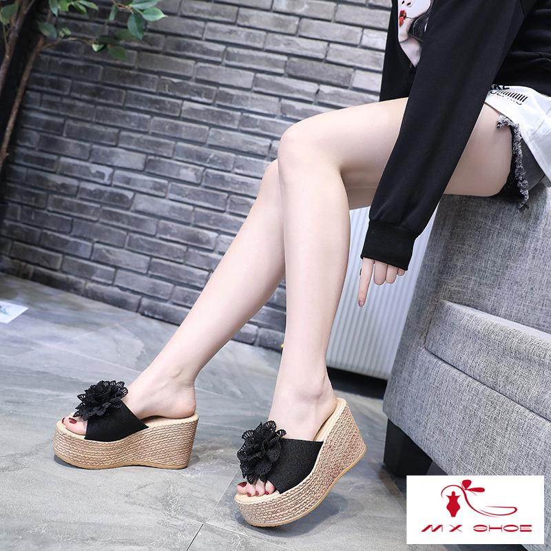 M & X~ Dép Sandal Đi Biển Đế Xuồng Dày Cao Chống Trượt Thời Trang Cho Nữ