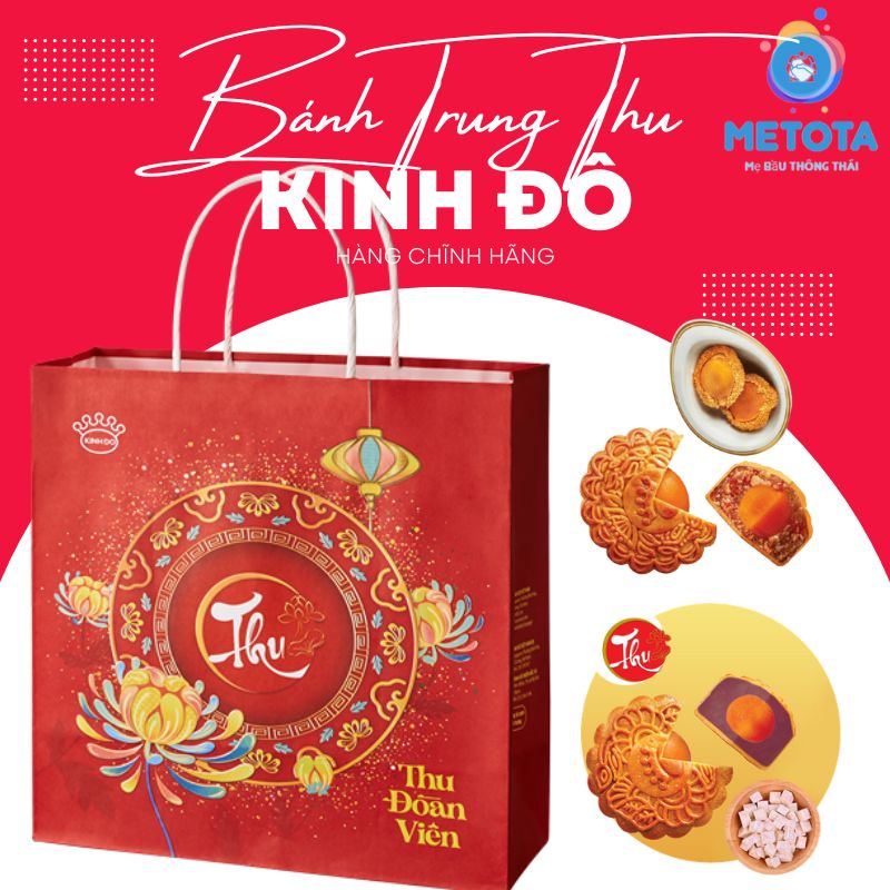 [Chính hãng] Bánh Trung Thu Kinh Đô hộp 4 Bánh Nhiều Vị 1 Trứng Muối 150gr - METOTA