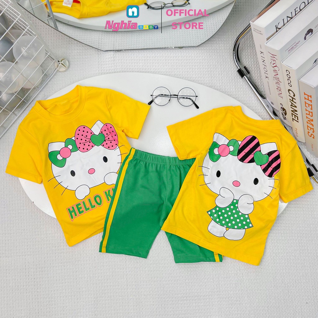Đồ bộ bé gái quần lửng thun cotton NGHĨA BABY dành cho bé mặc nhà mùa hè