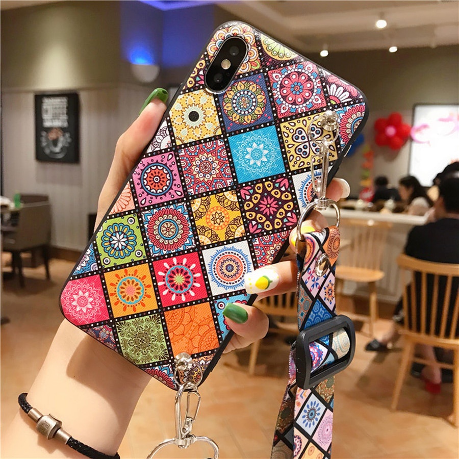 Ốp Điện Thoại Silicon Mềm Có Dây Đeo Vai Cho iphone 12 pro max 14 pro max 11 pro max 7Plus 8plus X XR XS max SE2 13 pro max