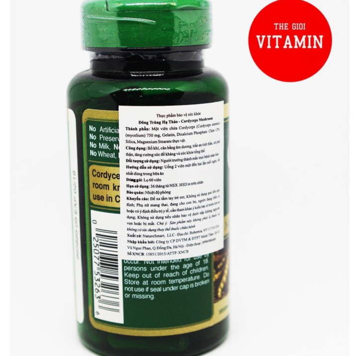 Viên uống đông trùng hạ thảo bổ phổi, bồi bổ sức khỏe, tăng cường sinh lý,hỗ trợ tim mạch Cordyceps Mushroom 60v | BigBuy360 - bigbuy360.vn