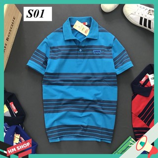 {HÌNH THẬT} Áo Thun Nam Sọc Có Cổ Logo Đẹp Săc Xảo Hàng Xuất Khẩu Cao Cấp