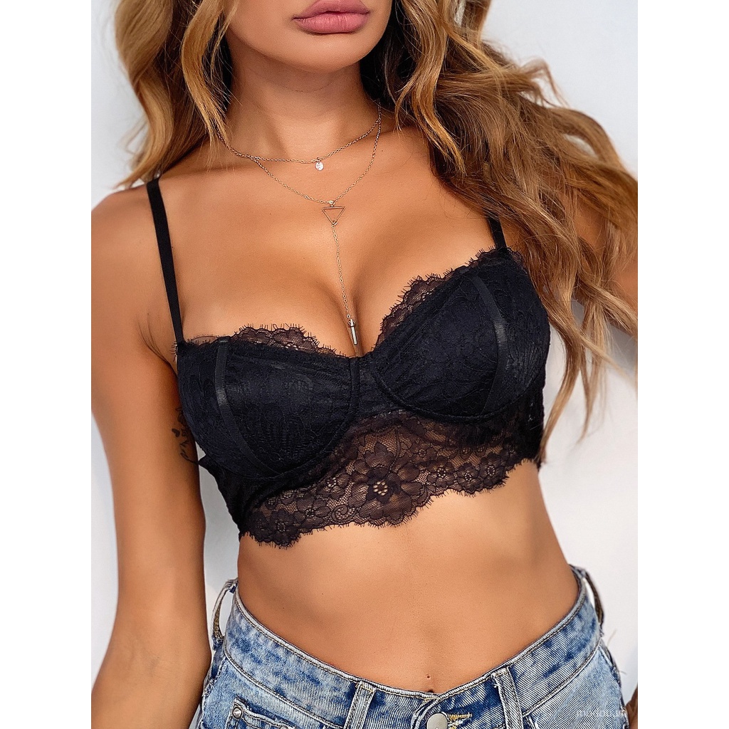 Áo Tank Top Phối Ren Lưới Trễ Vai Quyến Rũ Cho Nữ