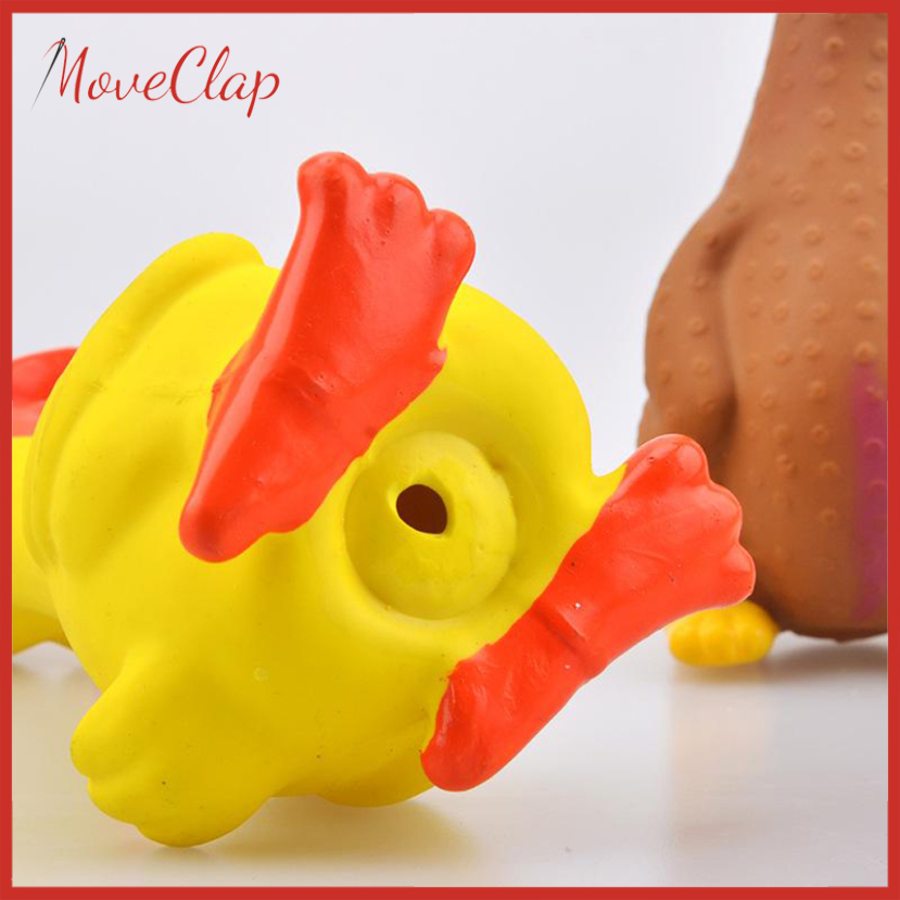 MoveClap Rubber Chicken Screaming Shrilling Puppy Chewing Squeeze Yellow 19x7cm
