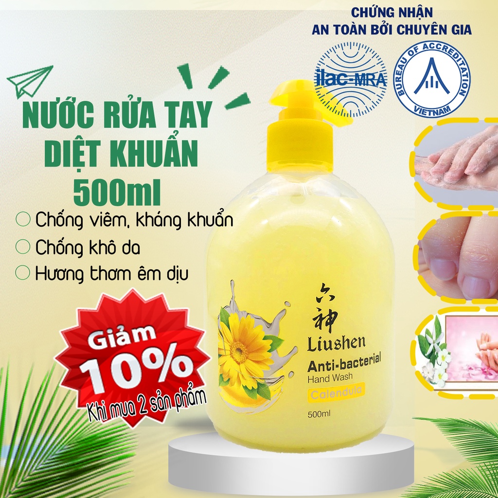 Dung dịch sát khuẩn  rửa tay Liushen diệt khuẩn Anti - Bacterial dung tích 500ml