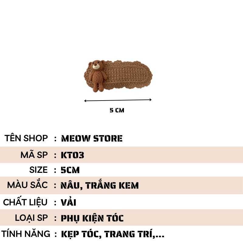 Kẹp tóc nữ cute gấu phong cách Hàn Quốc dễ thương MEOW STORE KT03