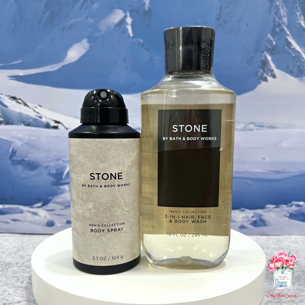 Gel Tắm Gội Bath & Body Works 3in1 Men's Collection - Stone Hương Thơm Sang Trọng Nam Tính Quyến Rũ 295ml