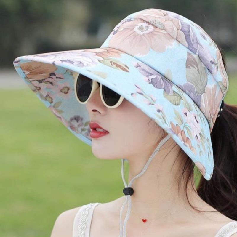 Mũ chống nắng rộng vành nửa đầu chống tia uv, nón rộng vành thời trang đi biển cho nữ