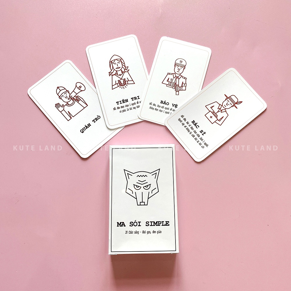 Bộ bài ma sói Simple Board Game 7-20 người chơi 20 lá bài hoạ tiết đơn giản gọn gàng thích hợp mang theo mình K-MSSIM