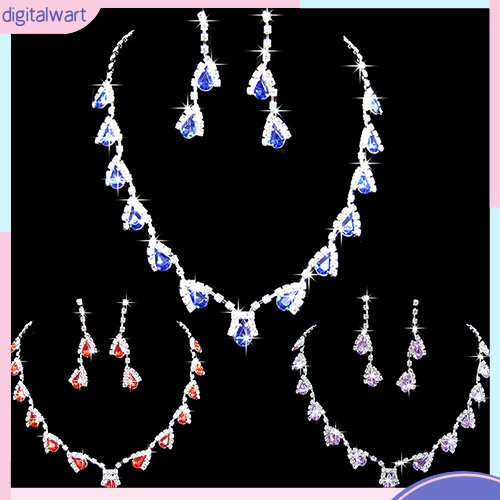 Bộ Vòng cổ + Bông Tai Đính Đá Zircon Cho Nữ