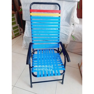 Ghế xếp đan dây nhựa khung loại dày
