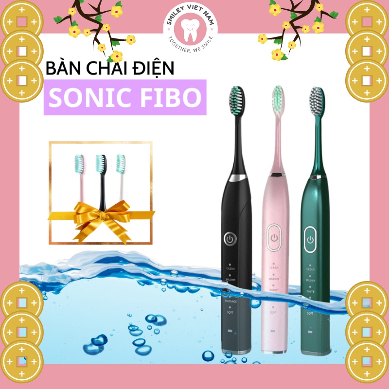 Bàn chải điện Sonic FIBO- Bàn chải đánh răng tự động công nghệ sạc 1 lần dùng 2 tháng - Giúp vệ sinh răng miệng hiệu quả