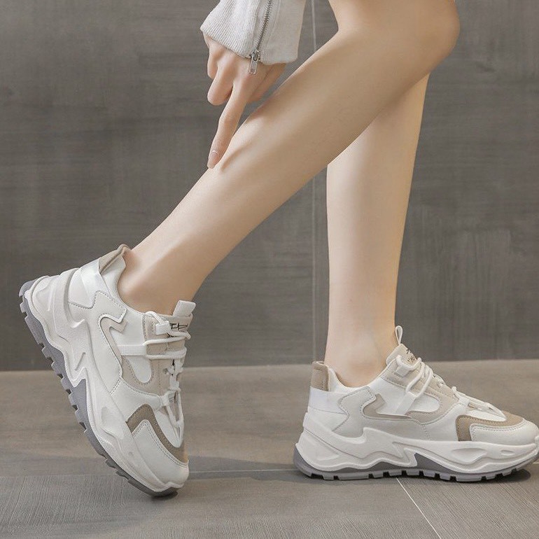 Giày MWC 0568 - Giày Thể Thao Nữ Cổ Thấp, Sneaker Da Đế Cao Năng Động Trendy