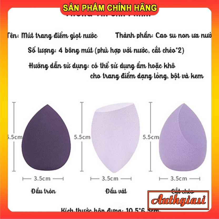 Set bông phấn tán nền cushion cao cấp mềm mại kèm hộp đựng trong suốt tiện lợi