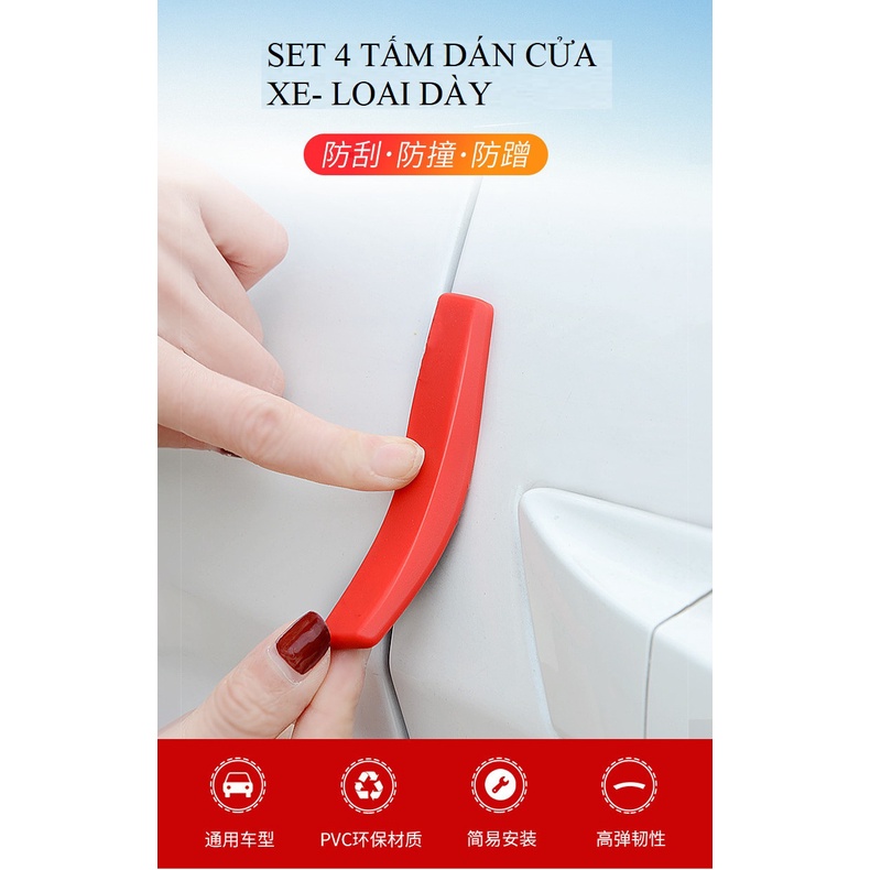 SET 4 Tấm dán cửa xe chống va chạm (PK168) Miếng nhựa dẻo PVC- dán gáo gương chiếu hậu