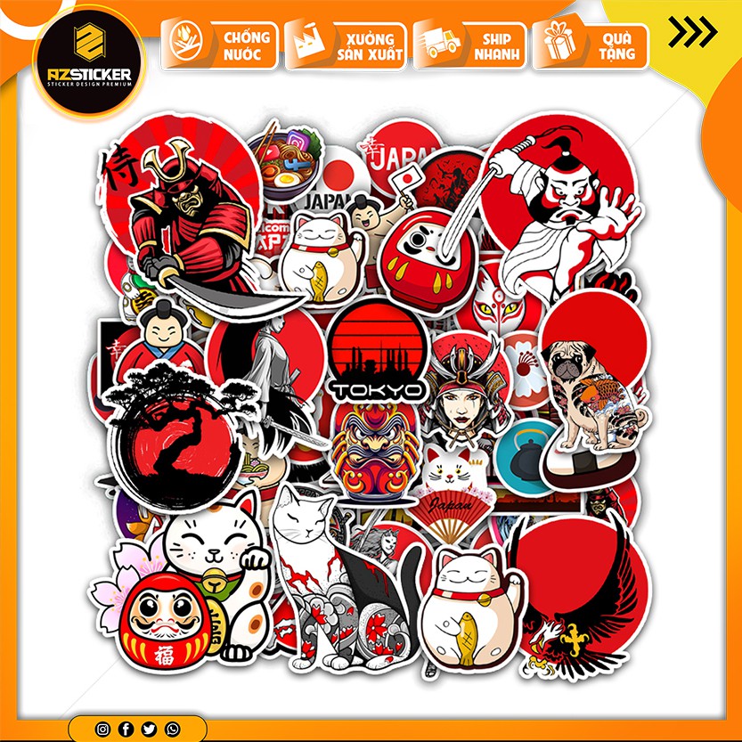Sticker Nhật Bản Japan Chống Nước, Chống Bay Màu | STK102 | Hình Dán Mũ Bảo Hiêm Điện Thoại Laptop Bình Nước