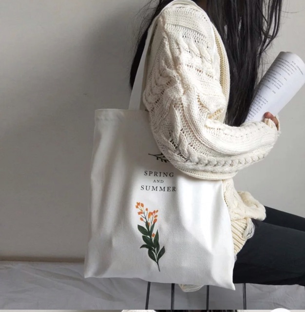 Túi tote vải túi tote trắng vintage