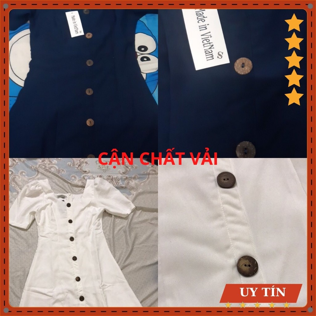 Đầm cổ vuông 6 nút gỗ Eva_home_fashion | BigBuy360 - bigbuy360.vn