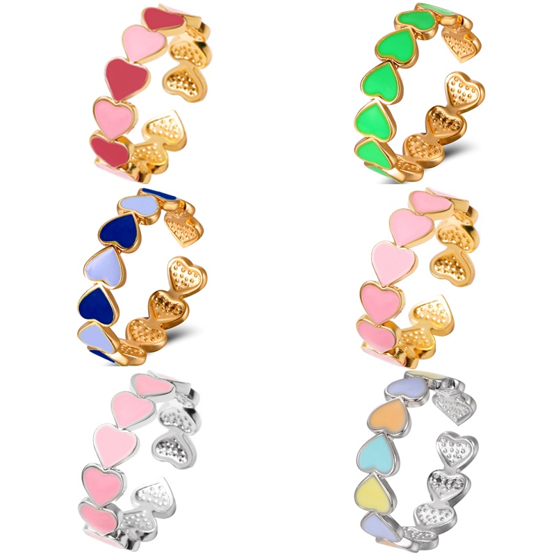 Nhẫn Kim Loại Hình Trái Tim Hồng Xinh Xắn Cho Nữ