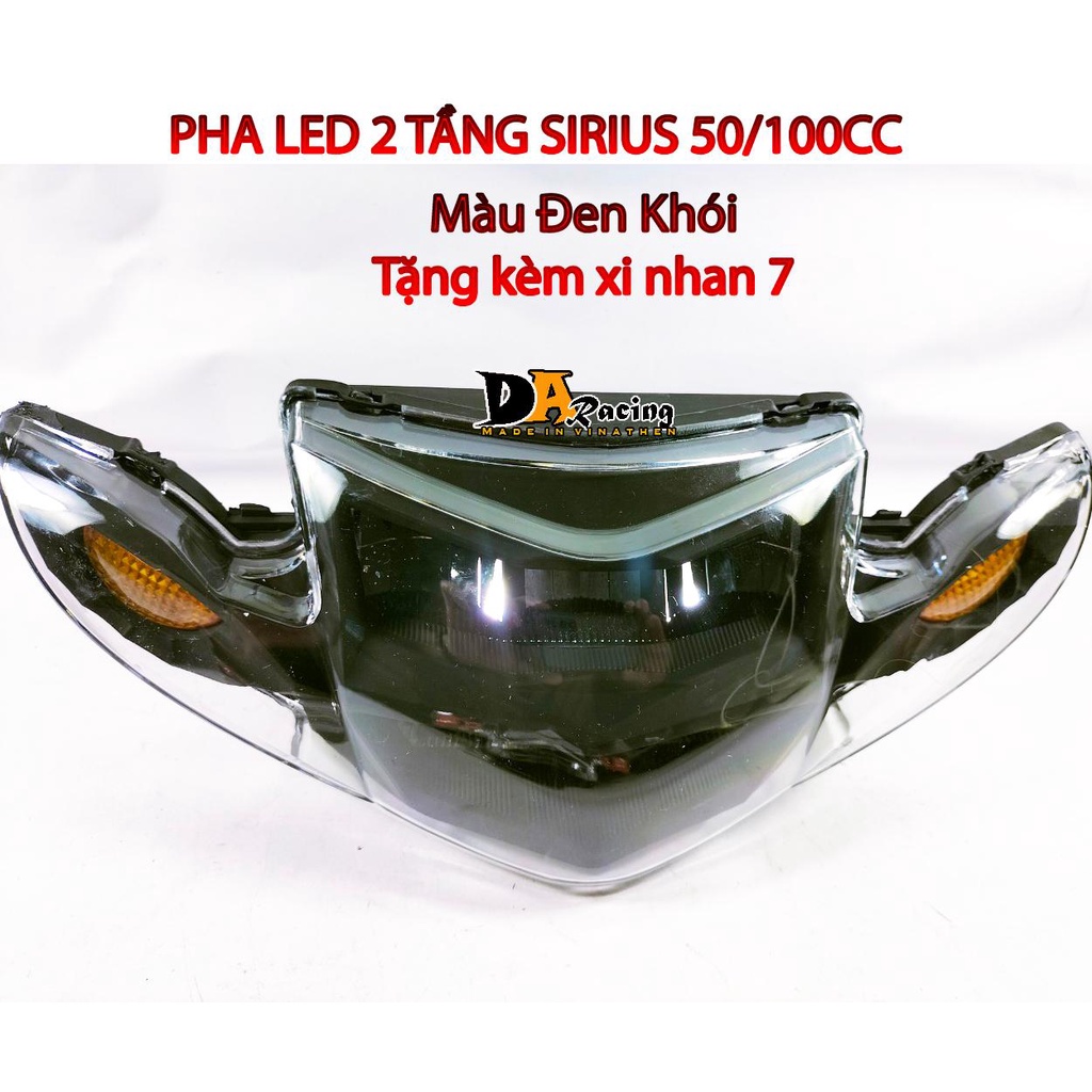Pha led 2 tầng sirius MÀU ĐEN KHÓI-Tặng kèm xi nhan
