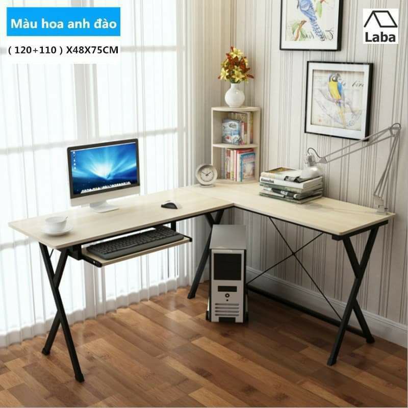 Bàn chữ L để máy tính và sách bằng gỗ ván ép dùng để học tập và làm việc | BigBuy360 - bigbuy360.vn