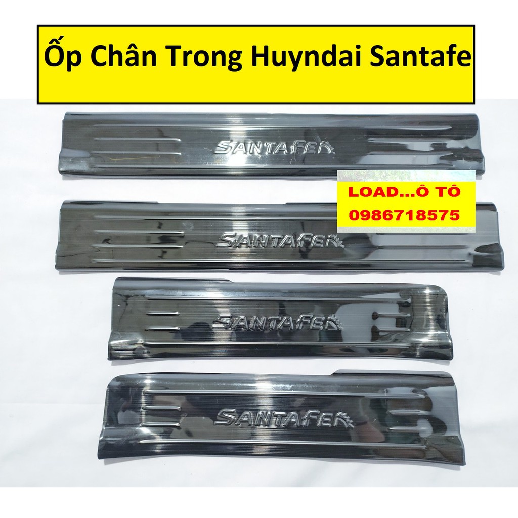 Ốp Bậc Cửa, Nẹp Bước Chân Xe Huyndai Santafe 2014-2018 Vân Titan Xước Cao Cấp