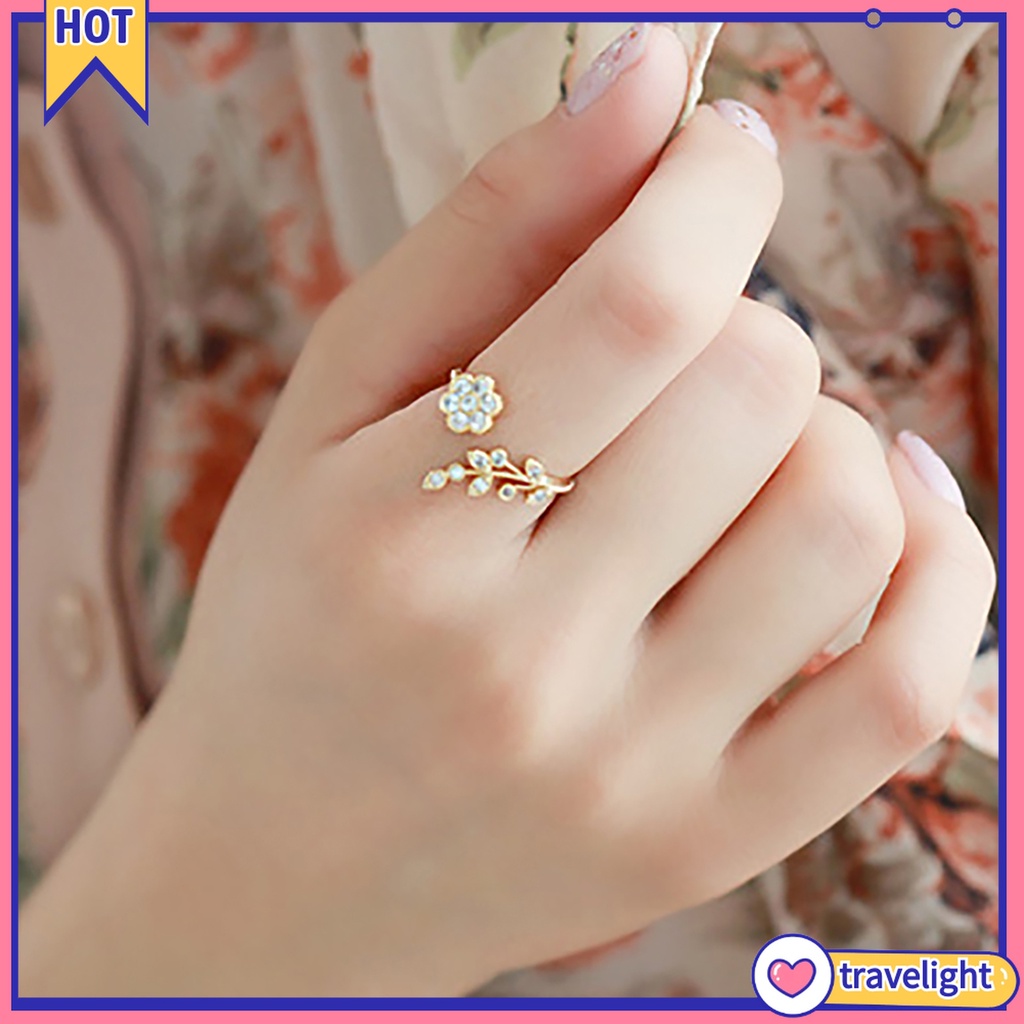 Nhẫn Hở Hình Cành Hoa Đính Đá Cho Nữ
