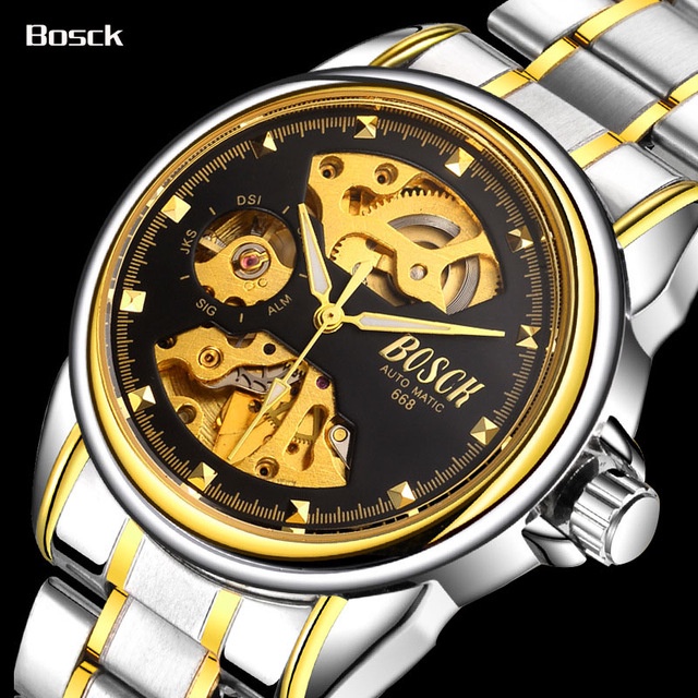Đồng hồ nam máy cơ Bosck Automatic dây kim loại - Nhiều màu