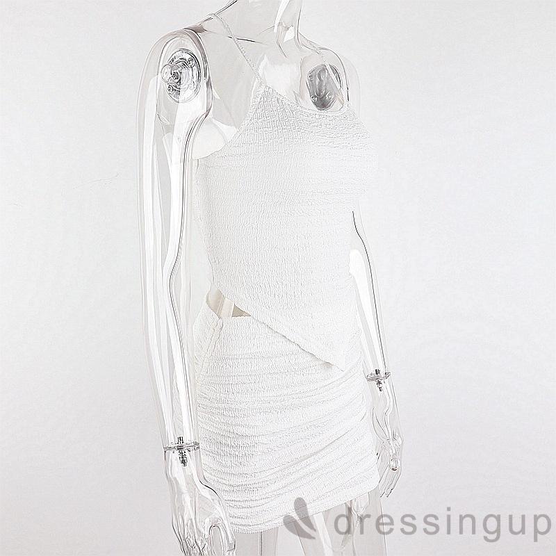 Đầm Dây Rút Màu Trơn / Trắng / Đen Thời Trang Cho Nữ