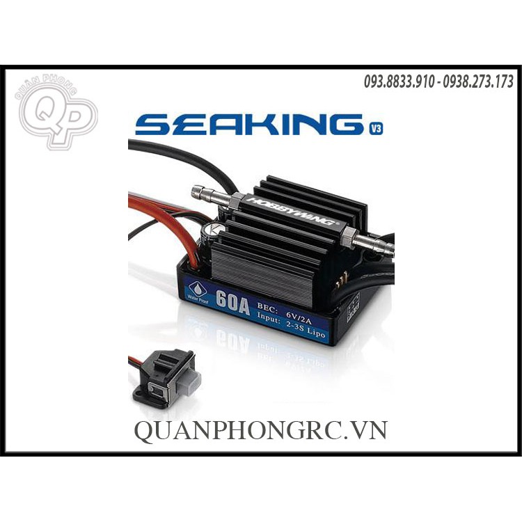 Động cơ Hobbywing-Seaking 60A-V3-1-Waterproof-Brushless-Esc cho tàu