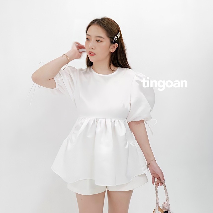 Áo babydoll tafta khoét lưng trắng tingoan CELINIE BLOUSE/WH | BigBuy360 - bigbuy360.vn