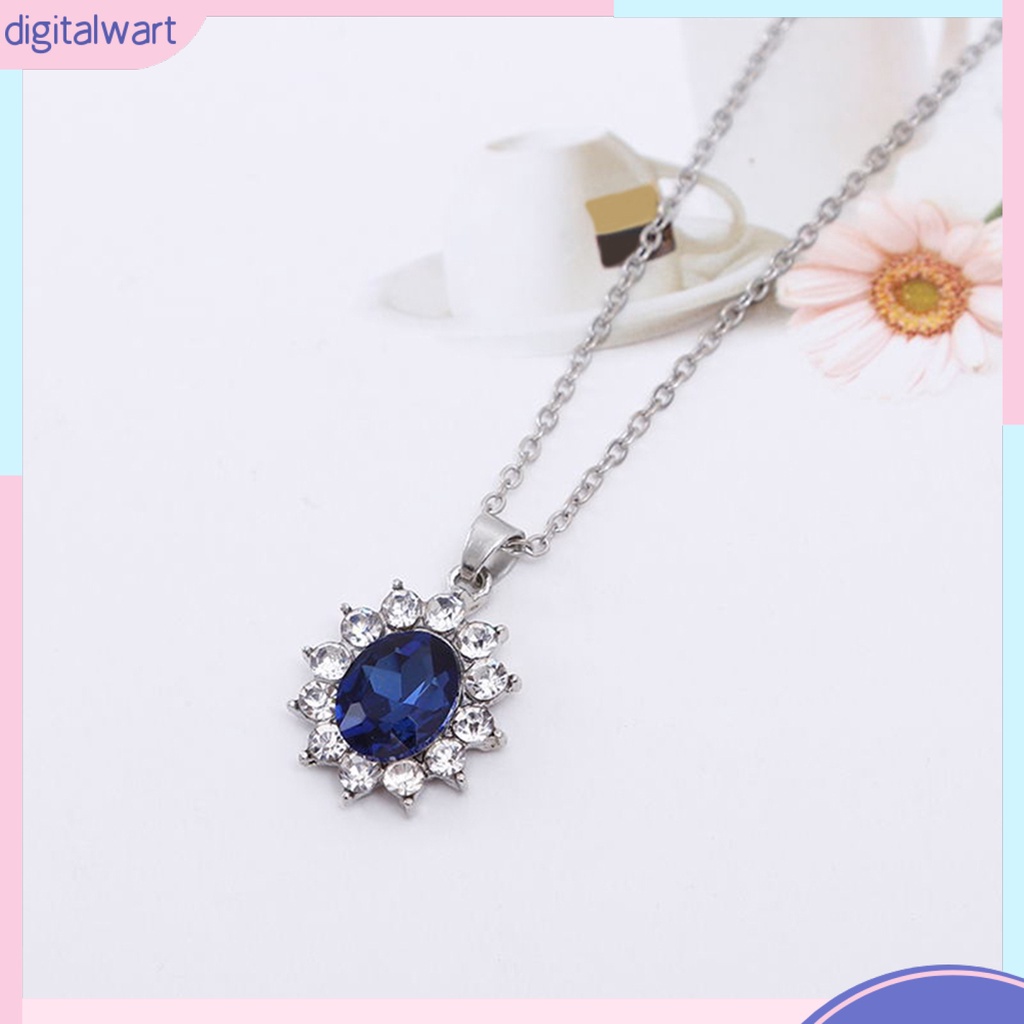 Bộ Vòng cổ + Bông Tai Đính Đá Sapphire Sang Trọng Cho Nữ