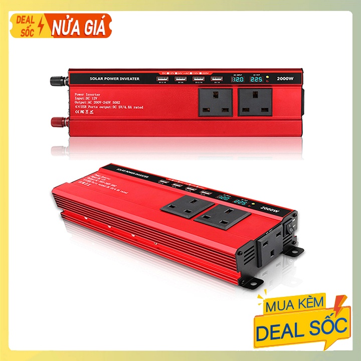 Bộ Inverter 2000W Kích điện 12V sang 220V đồng hồ hiển thị